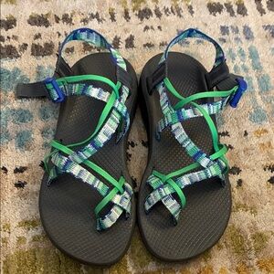 Chaco Blue and Green Strappy Sandals - sz 10